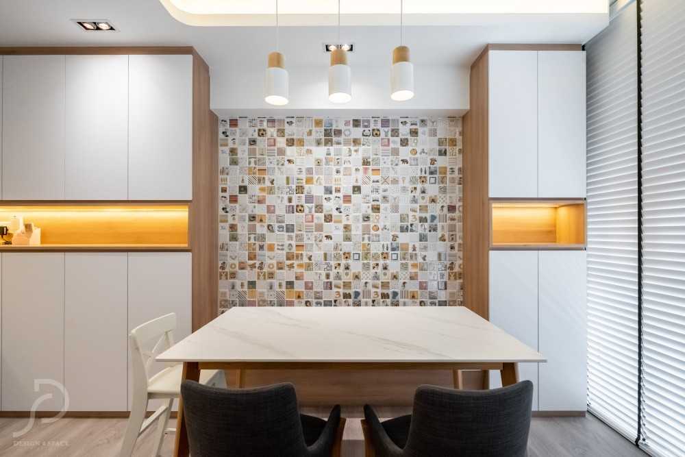 Contemporary Dining Room with Drop Light and Dining Table