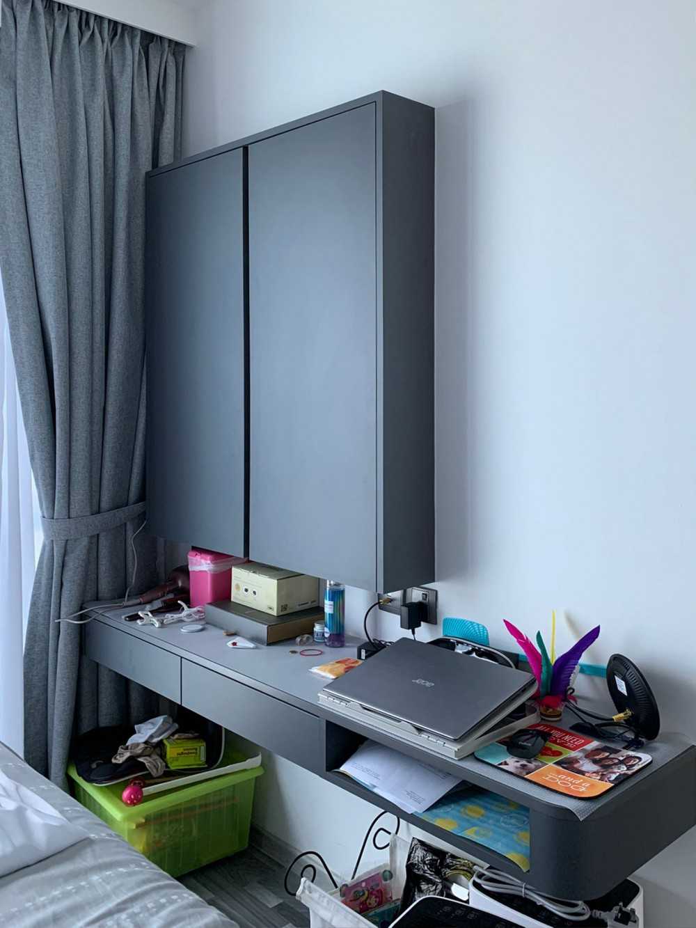 Scandinavian Bedroom with Window Grille and Bedroom Dresser