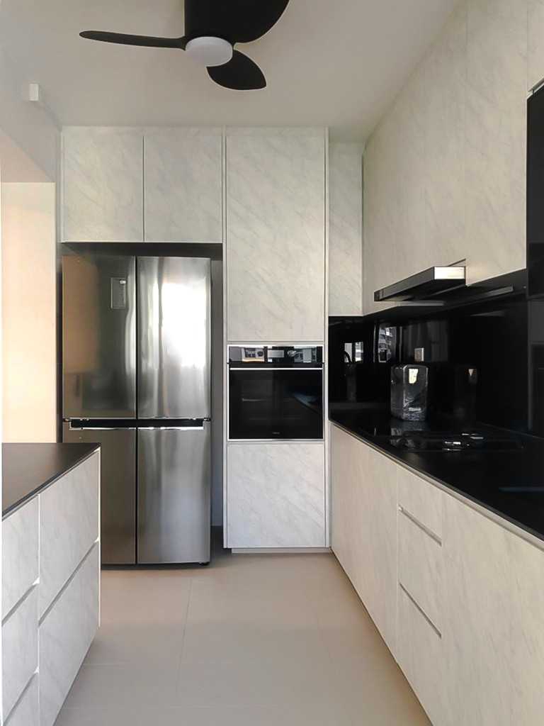 Scandinavian Kitchen with Countertop and Kitchen Window