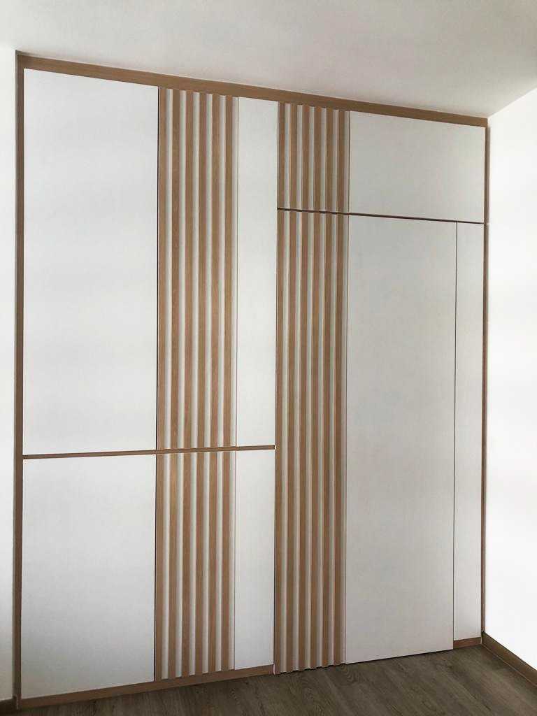 Scandinavian Study with Wardrobe and Paintings