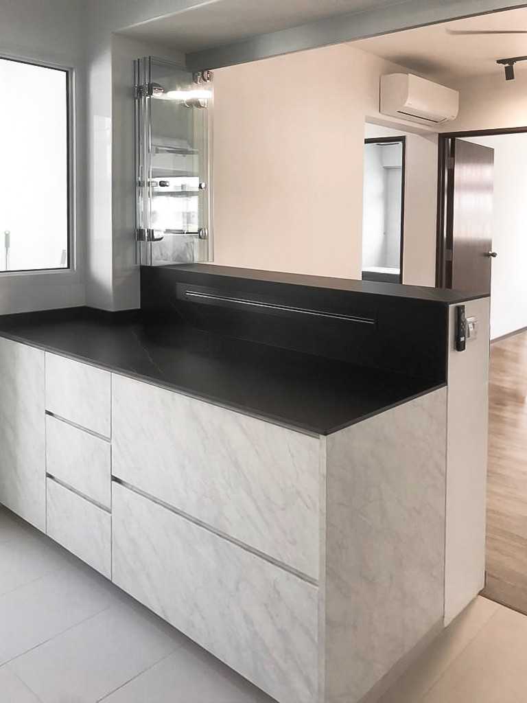 Scandinavian Kitchen with Kitchen Window and Glass Door