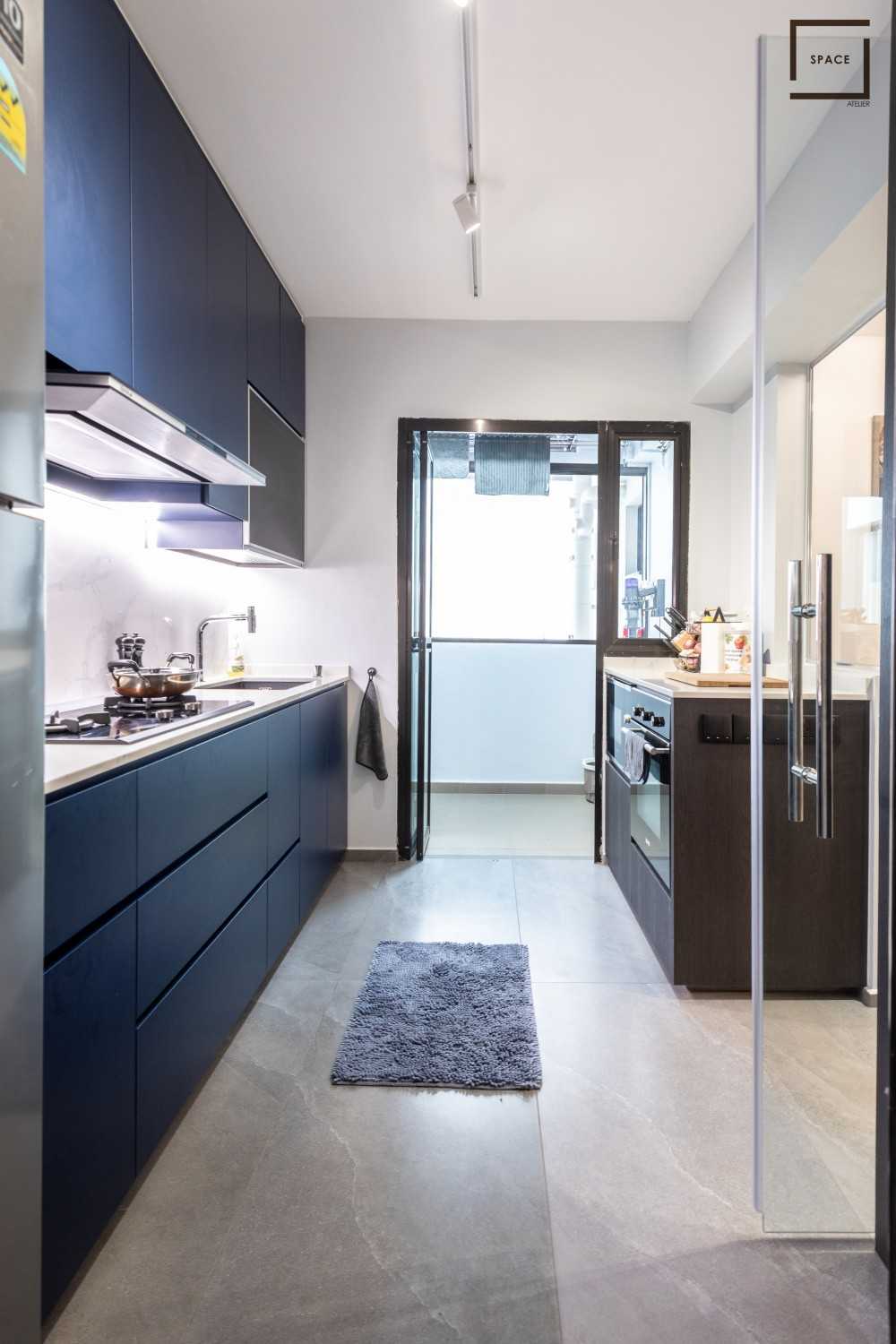 Contemporary Kitchen with Kitchen Window and Cupboard