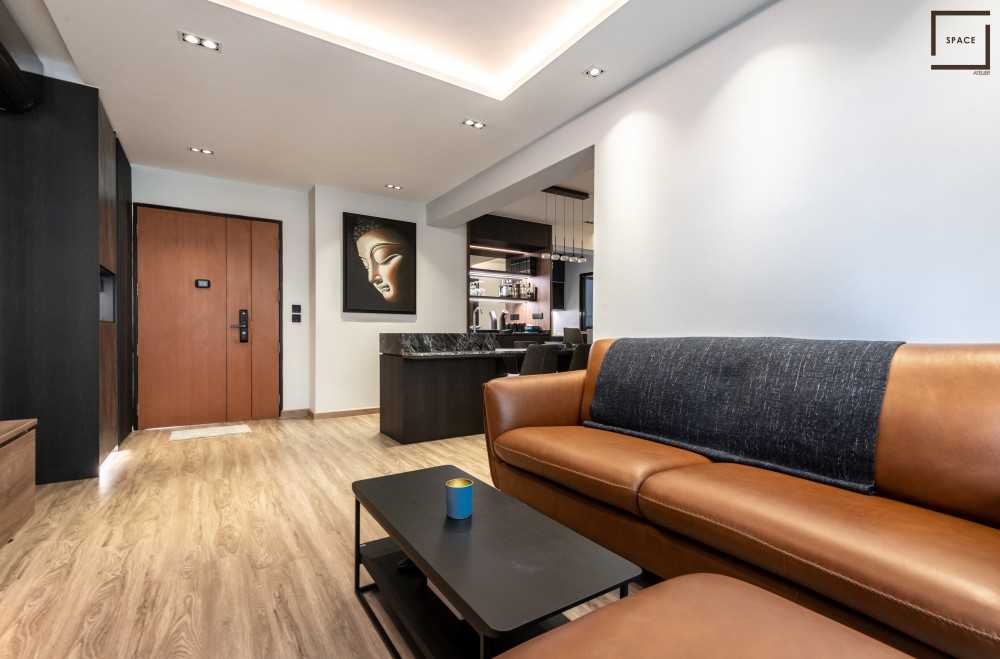 Contemporary Living Room with TV Console and Sofa