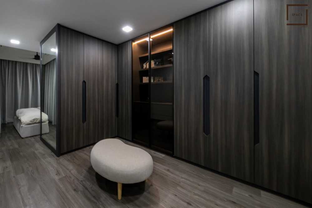 Modern Bedroom with Vinyl Flooring and Ceiling Light