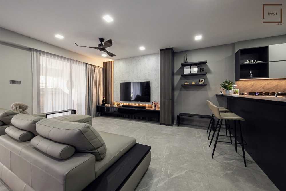 Modern Living Room with TV Console and Feature Wall