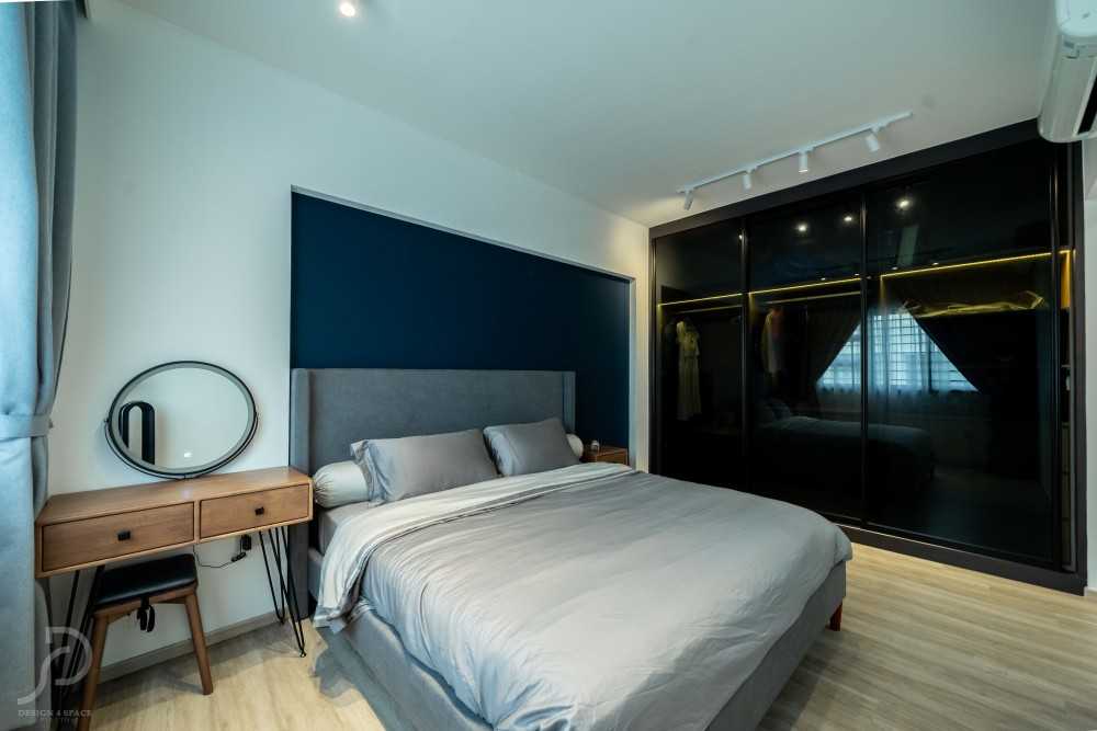 Modern Bedroom with Wood Flooring and Bedroom Dresser