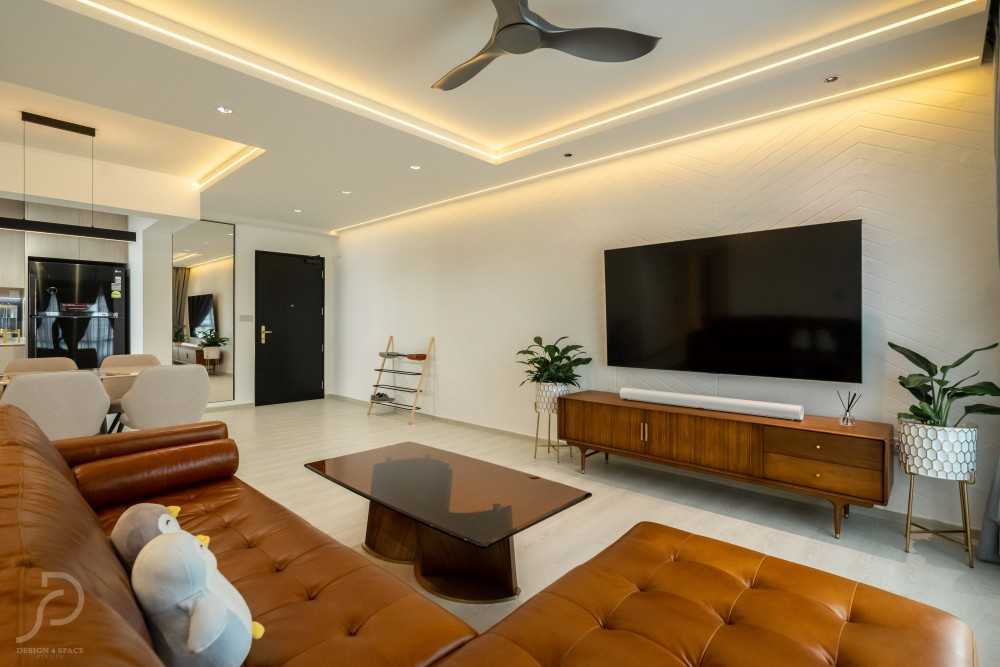 Modern Living Room with Vinyl Flooring and TV Console