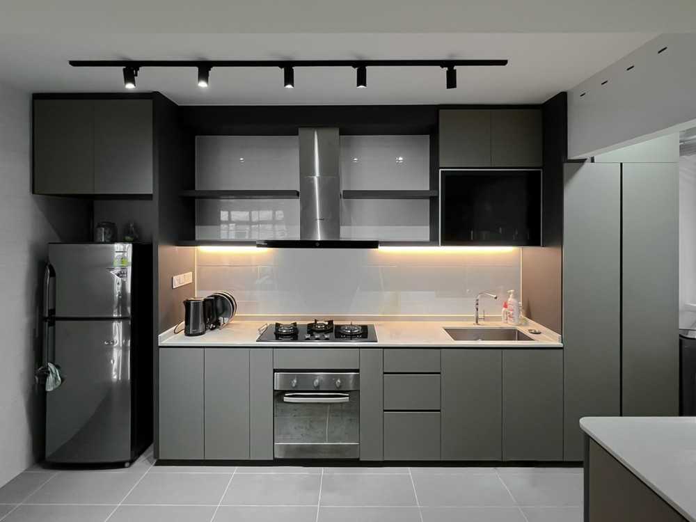 Modern Kitchen with Countertop and Kitchen Window