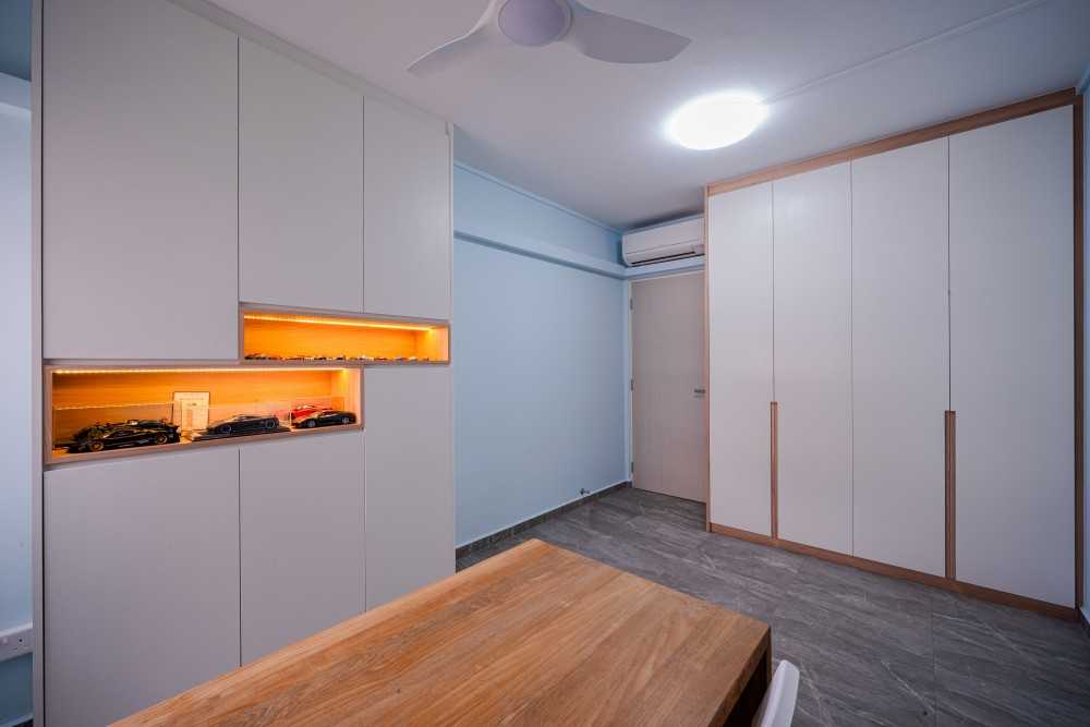 Minimalist Workstation with Desk and Storage Cabinets