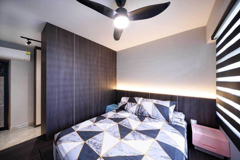 Contemporary Bedroom with Platform Bed and Wardrobe