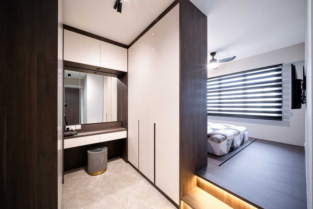 Contemporary Bedroom with Platform Bed and Wardrobe