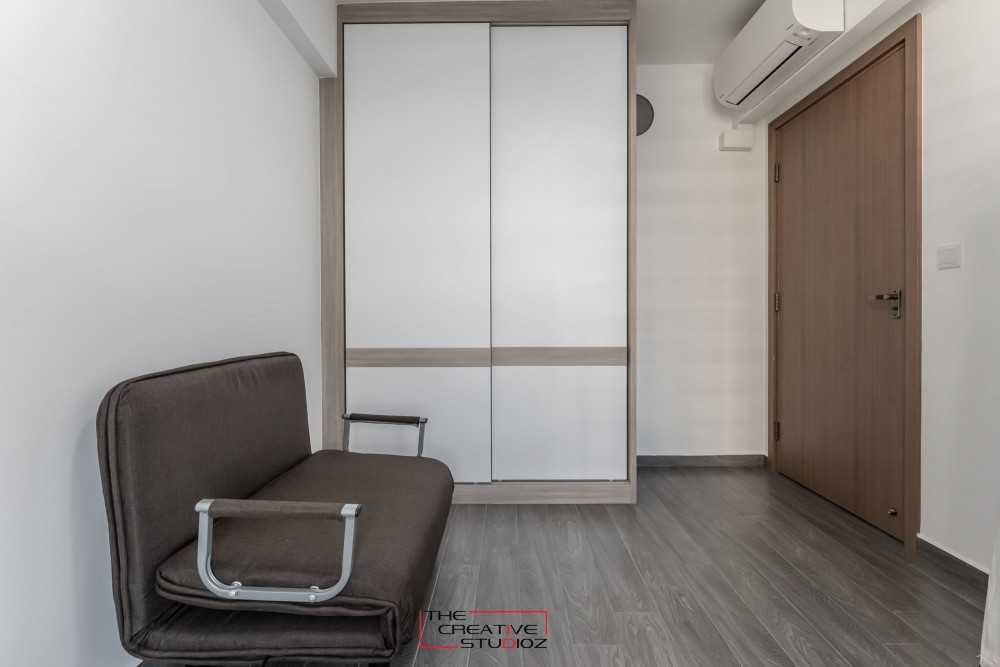 Scandinavian Bedroom with Vinyl Flooring and Wardrobe