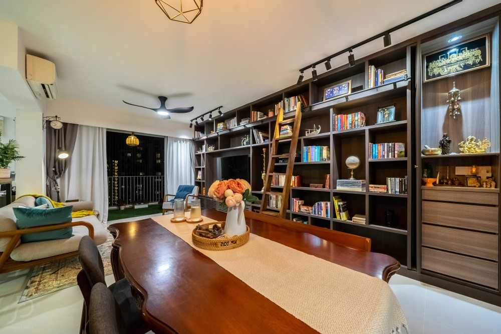 Transitional Living Room with Wood Flooring and TV Console
