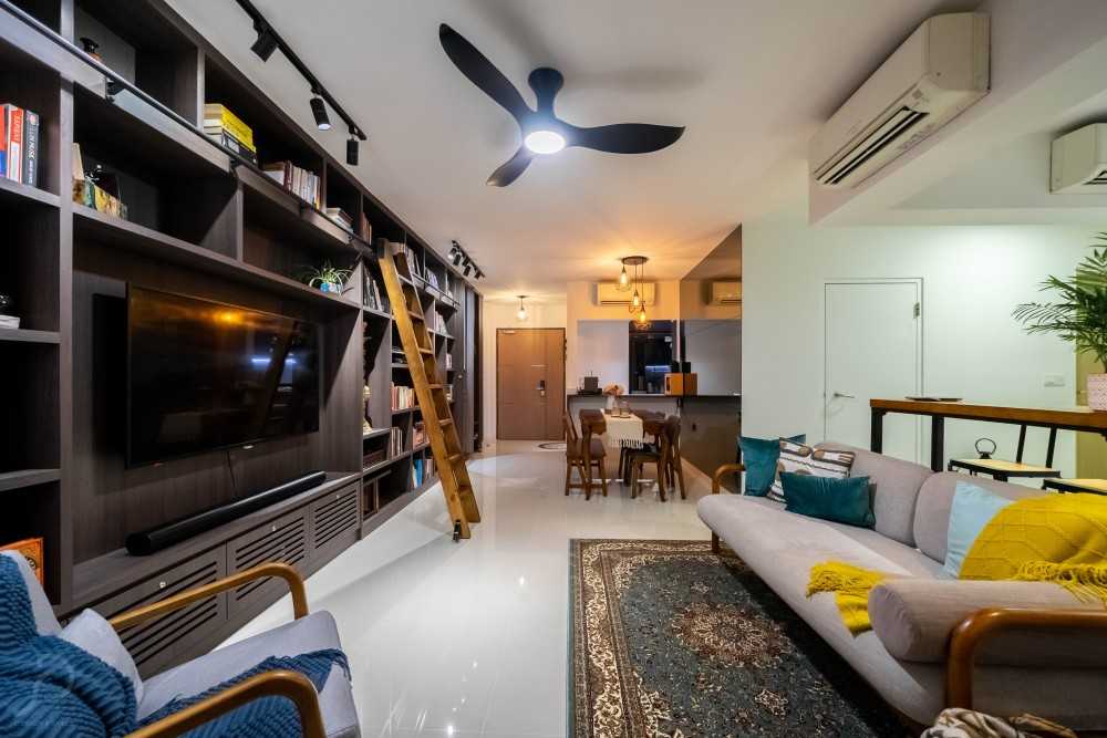 Transitional Living Room with Sofa and TV