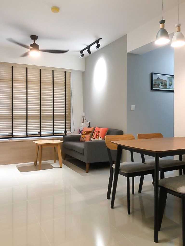 Scandinavian Dining Room with Window Grille and Dining Table