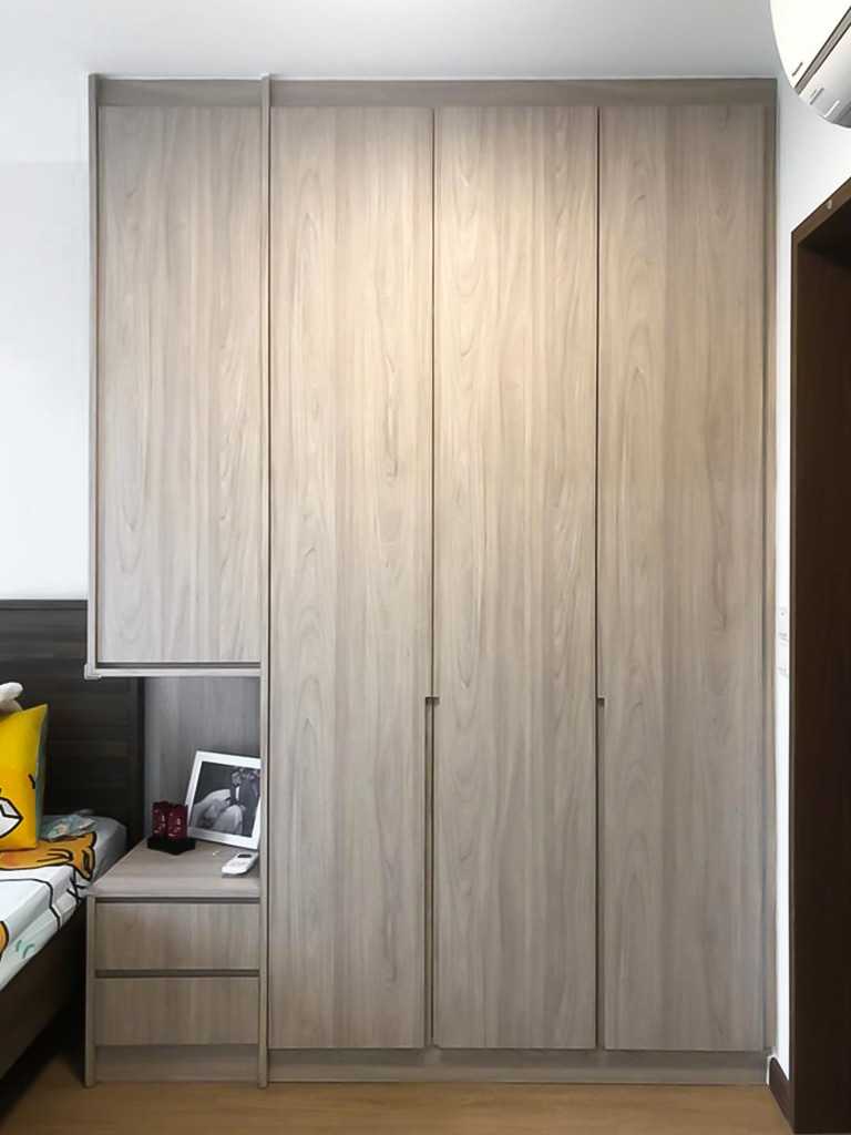 Scandinavian Bedroom with Wardrobe and Bedside Table
