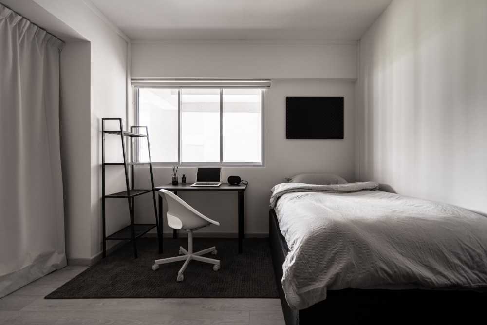 Modern Bedroom with Desk and Desk Chairs