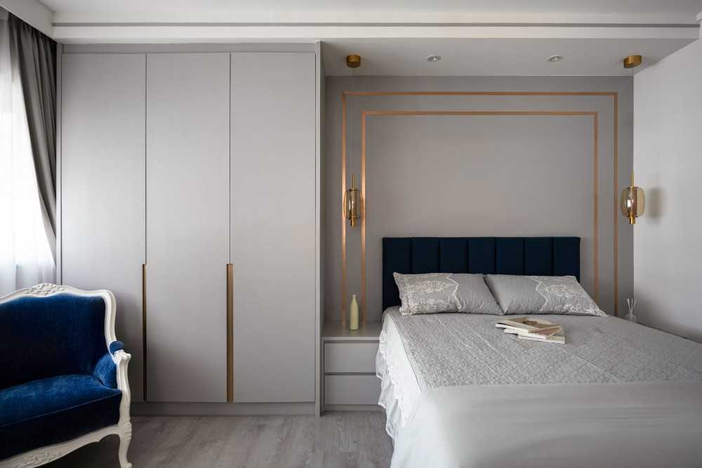 Modern Bedroom with Drop Light and Wardrobe