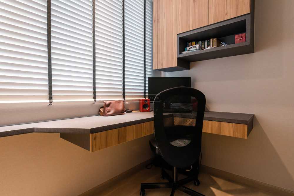 Modern Home Office with Bookshelf and Storage Cabinets