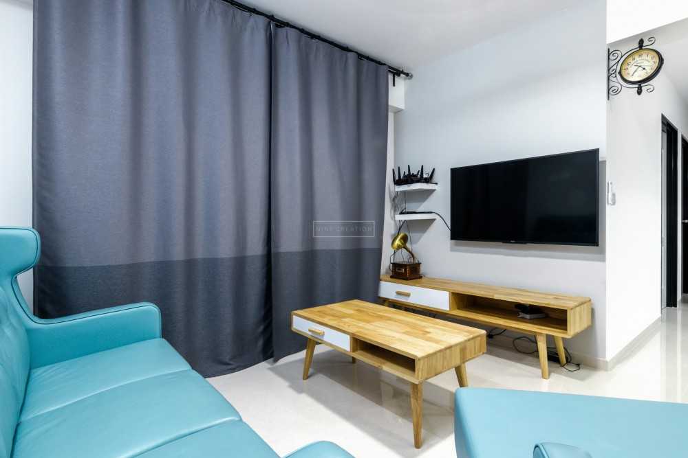 Eclectic Living Room with TV Console and Sofa