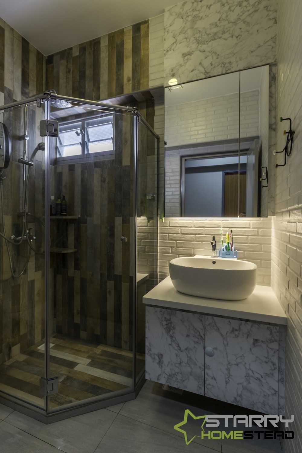 Industrial Bathroom with Mirror and Vanity Counter