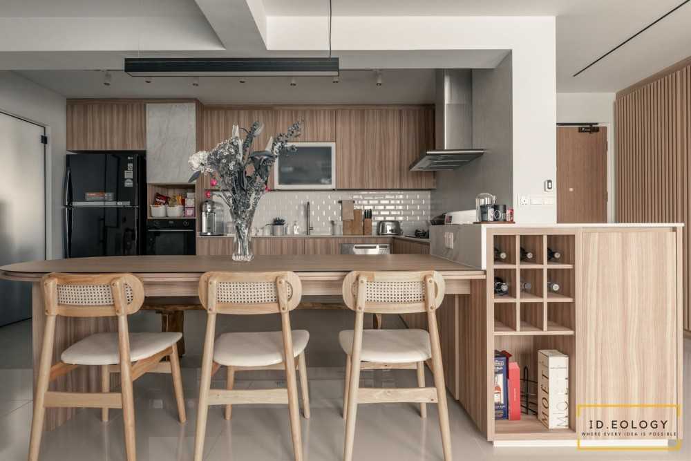 Minimalist Dining Room with Seating Bench and Drinkware