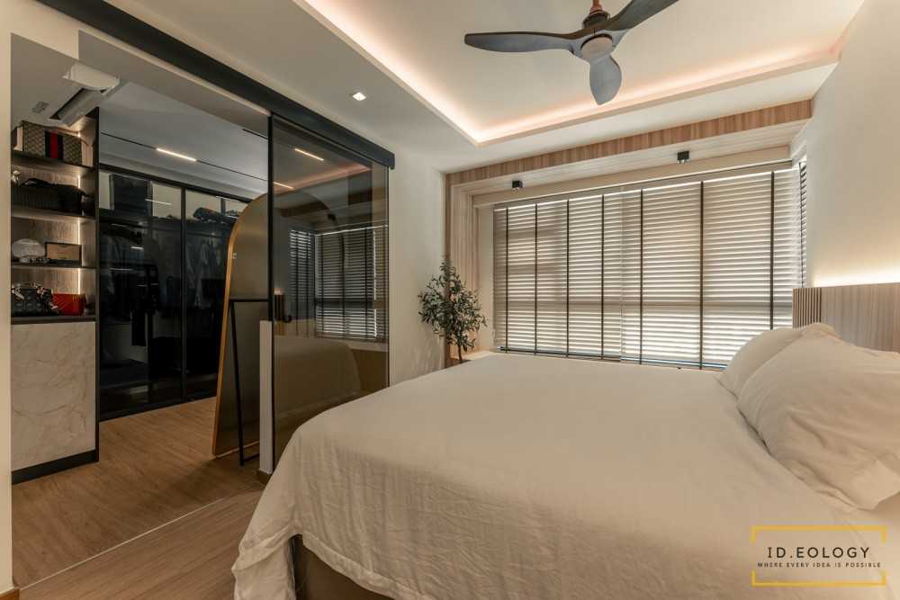 Minimalist Bedroom with Drop Light and Cove Lighting