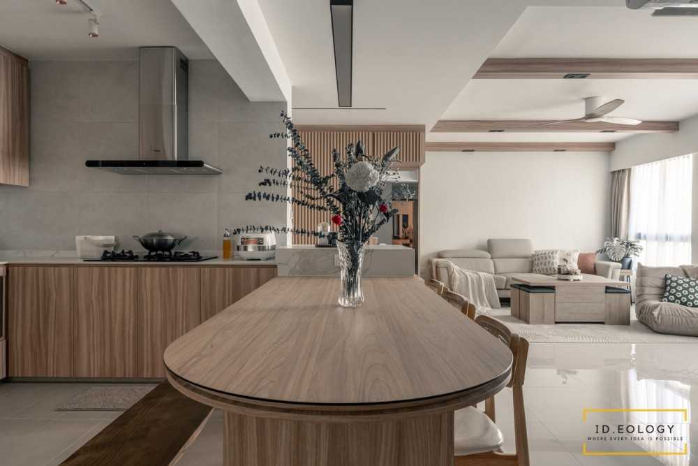 Minimalist Dining Room with Cove Lighting and Ceiling Light