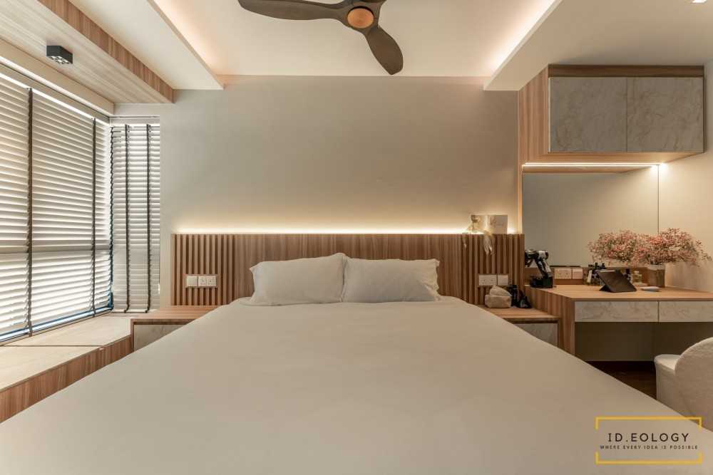 Minimalist Bedroom with Cement Floor and Marble Floor