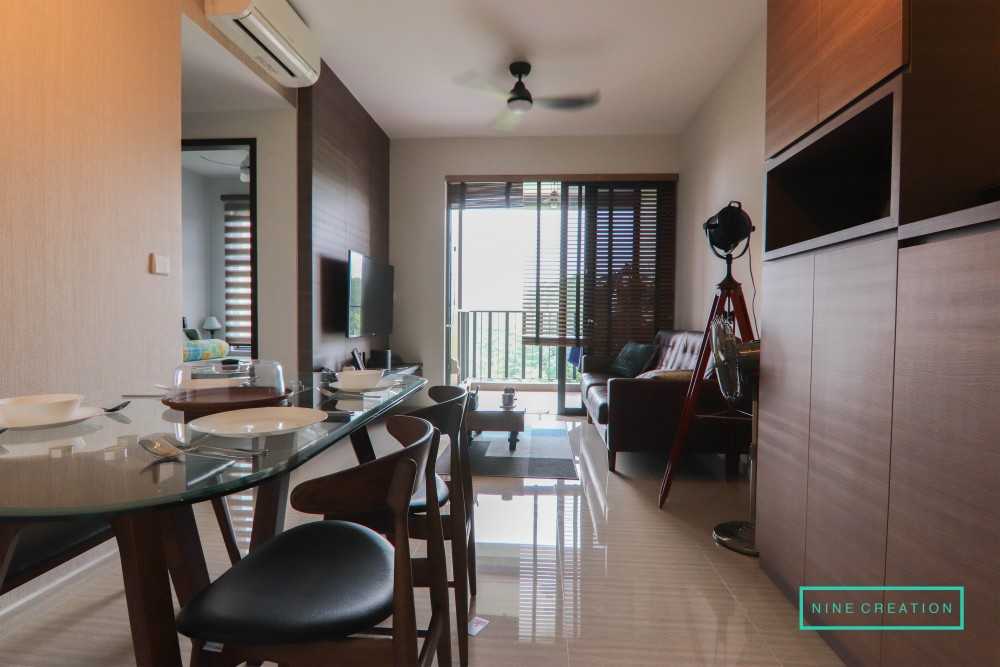 Contemporary Entryway with Dining Table and Shoe Rack