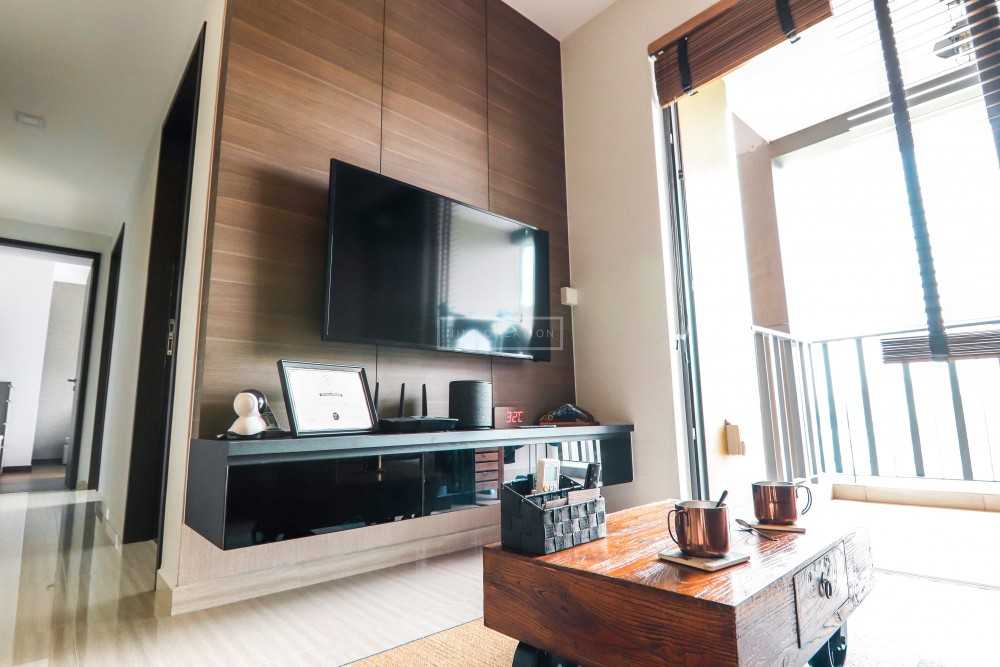 Contemporary Living Room with TV Console and Feature Wall