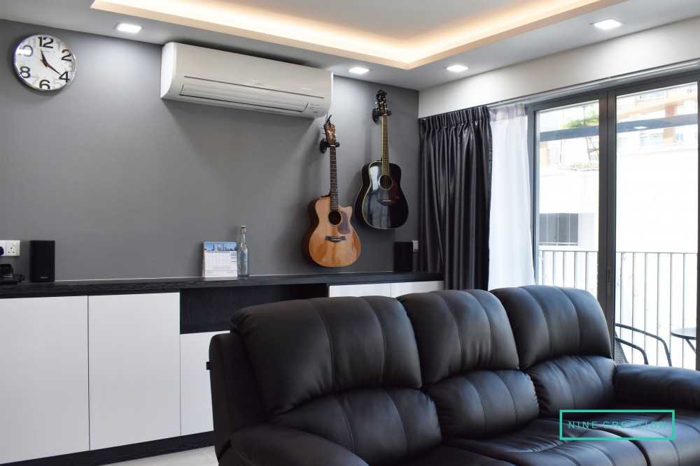 Contemporary Living Room with Bookshelf and Sofa