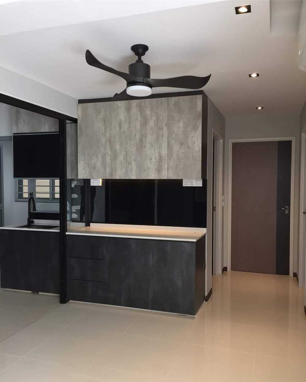 Industrial Kitchen with Countertop and Homogeneous Tiles