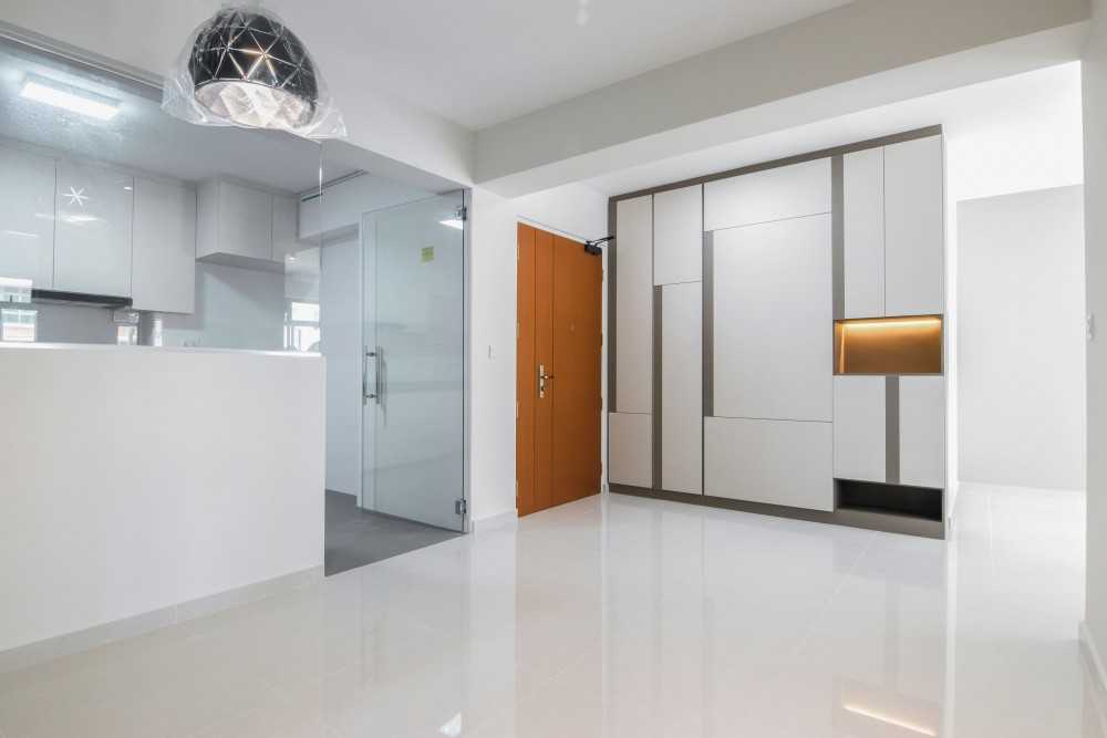 Modern Entryway with Glass Door and Shoe Rack