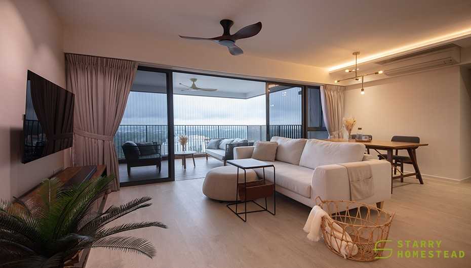 Scandinavian Living Room with TV Console and Carpet