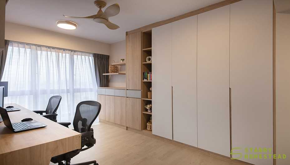 Scandinavian Study with Bookshelf and Desk