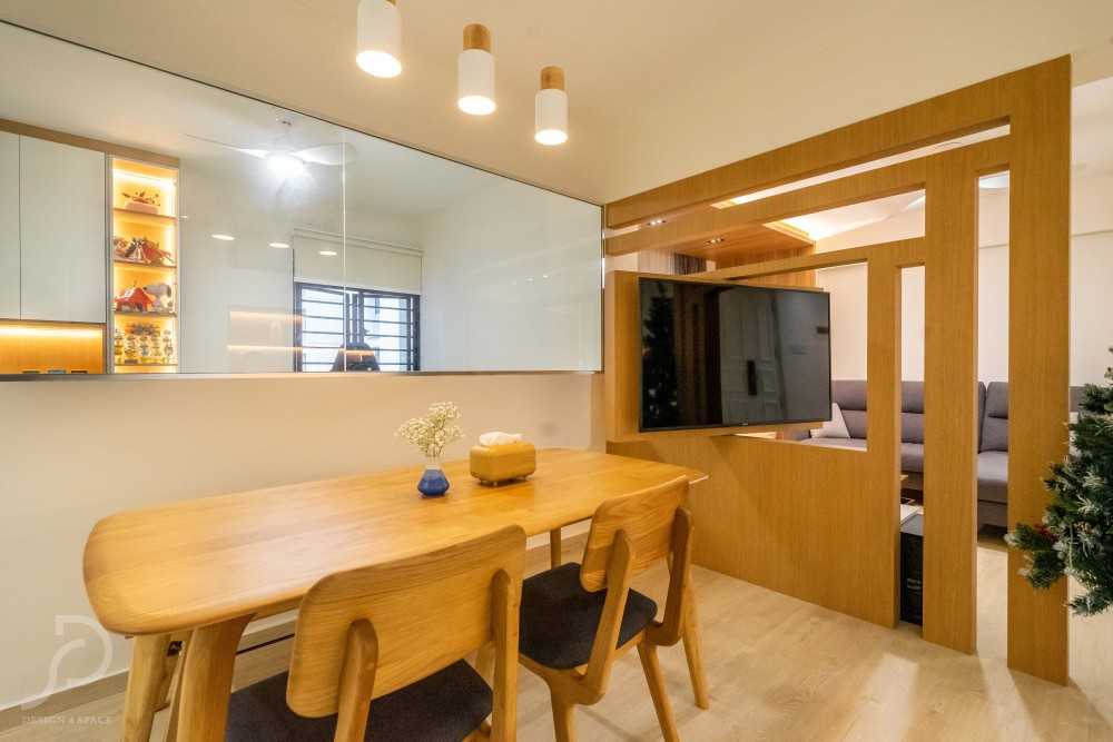 Modern Dining Room with Drop Light and Dining Table