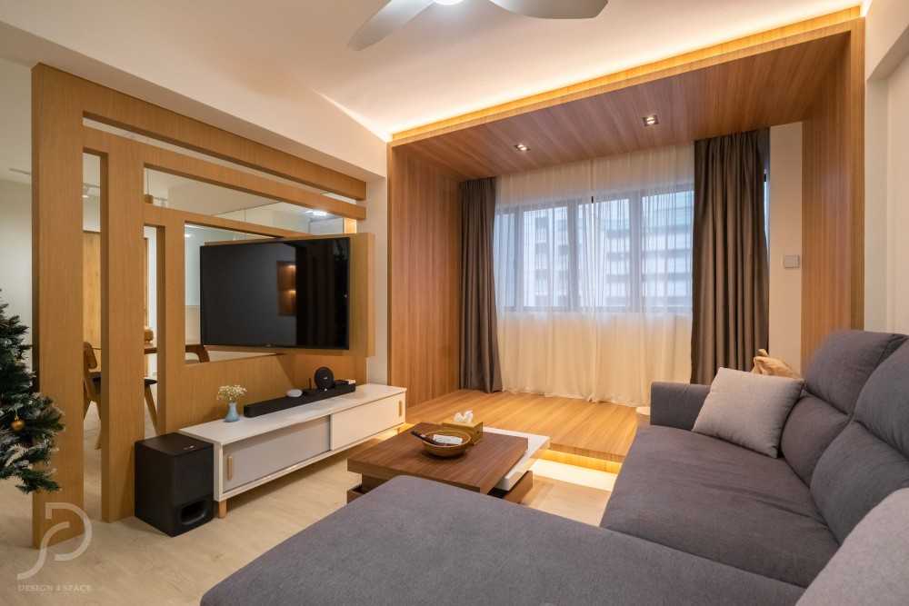 Modern Living Room with Wood Flooring and TV Console