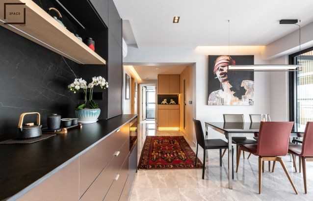 Contemporary Living Room with TV Console and Ceiling Light