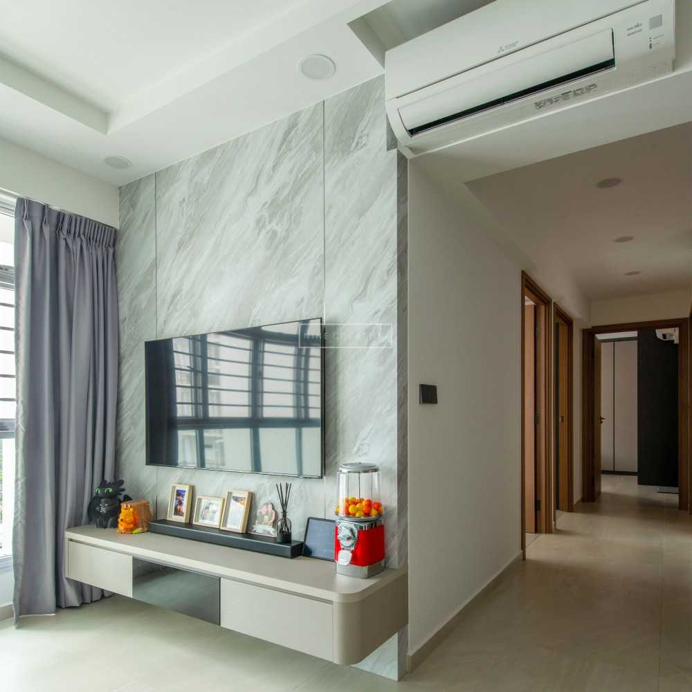 Modern Living Room with TV Console and Feature Wall