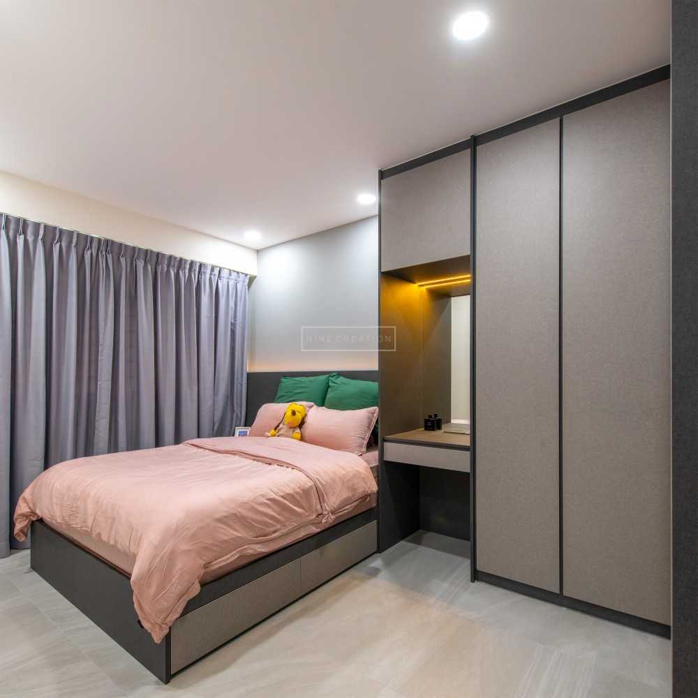 Modern Bedroom with Drop Light and Mirror