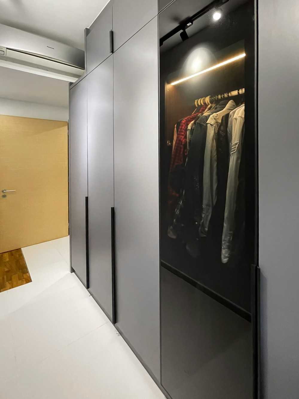 Scandinavian Bedroom with Wardrobe and Paintings