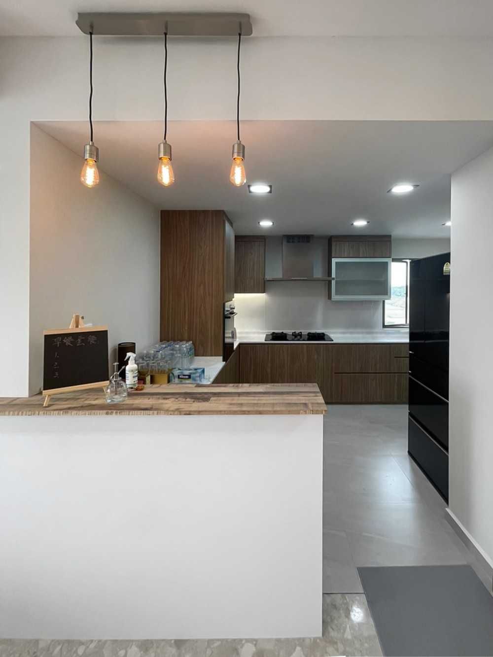 Scandinavian Kitchen with Kitchen Window and Bar Counter