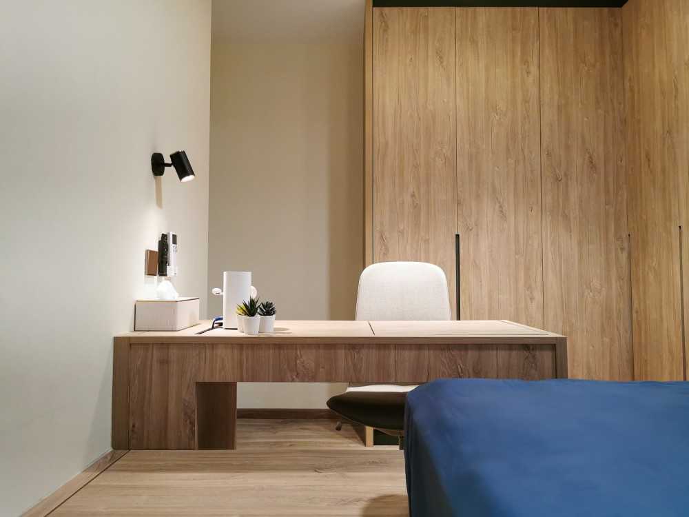 Contemporary Bedroom with Platform Bed and Wardrobe