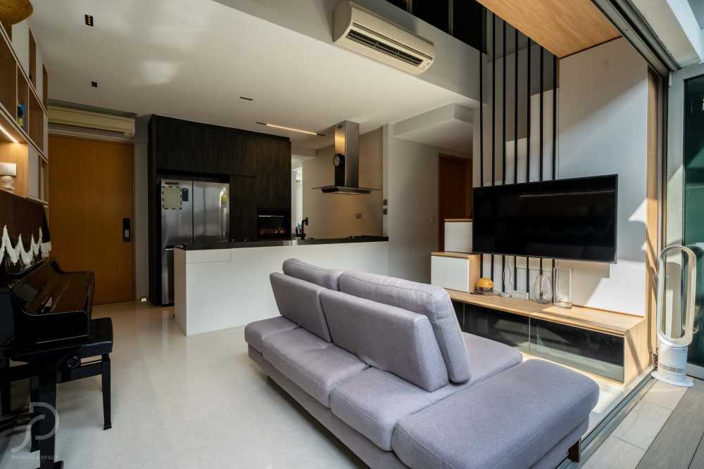 Contemporary Living Room with TV Console and Feature Wall