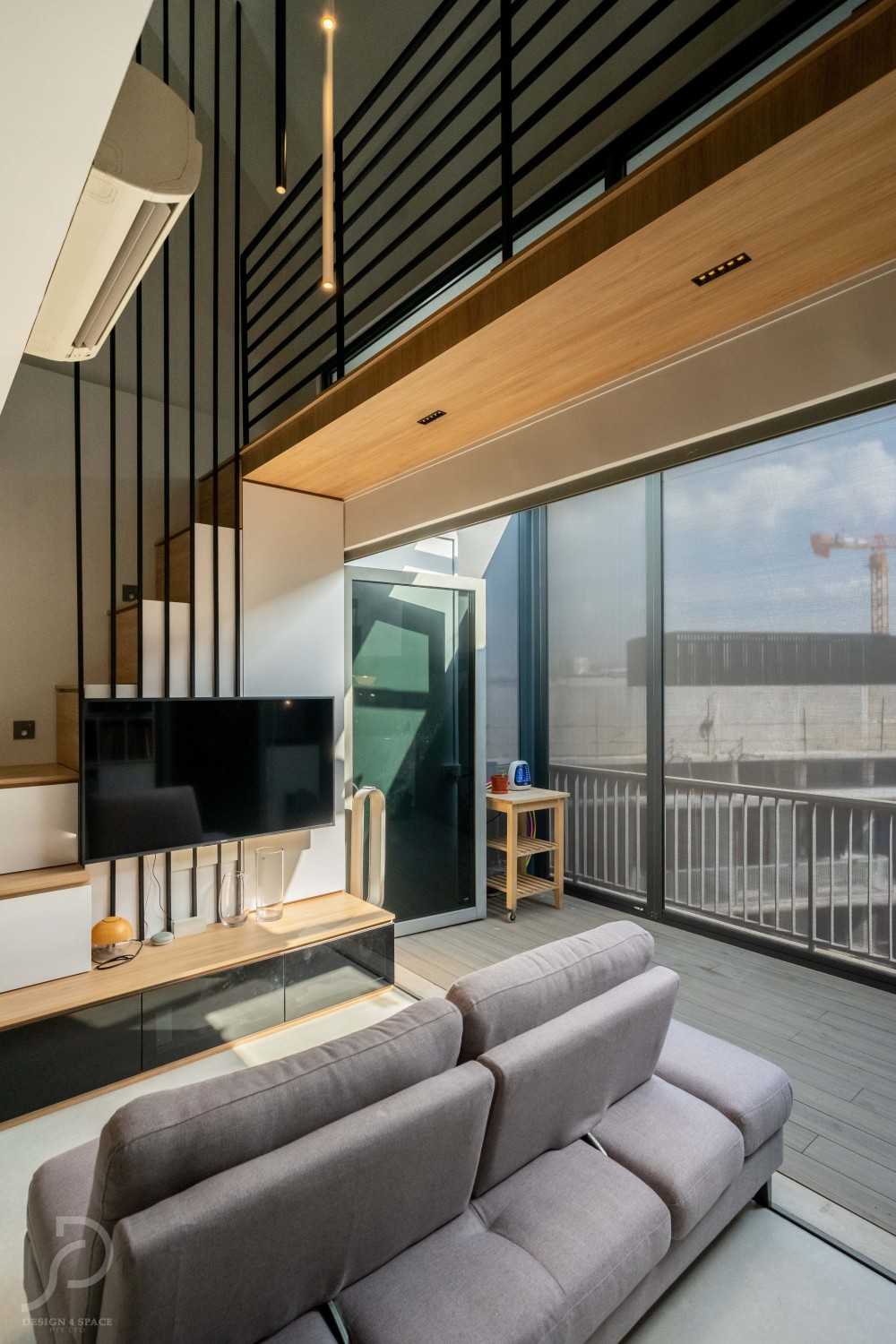 Contemporary Living Room with TV Console and Feature Wall