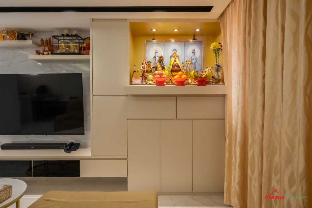 Contemporary Living Room with TV Console and Feature Wall