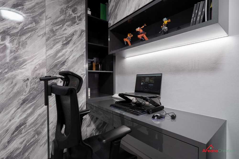 Contemporary Bedroom with Drop Ceiling and Ceiling Light