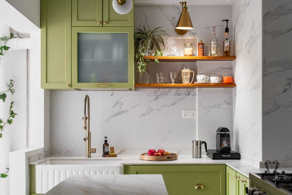 Country Kitchen with Homogeneous Tiles and Kitchen Island
