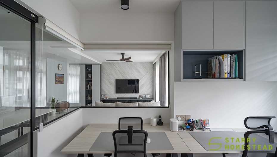 Modern Study with Bookshelf and Desk